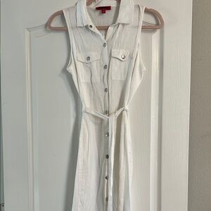 White Sleeveless Button-Down Dress